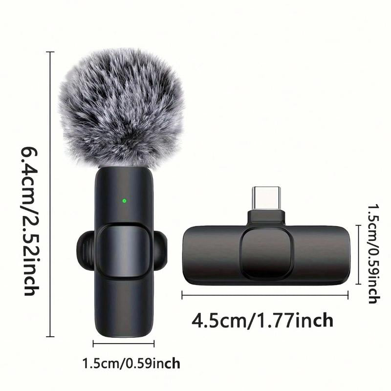 2 pcs Wireless Mini Microphones for iPhone, Android, iPad