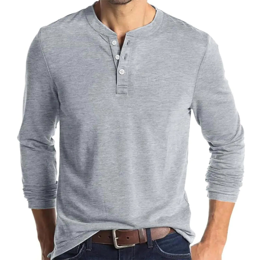 Opomelo Mens Henley Shirts Long Sleeve Casual Lightweight Pullover Shirts Fashion Slim Fit Button T-Shirts
