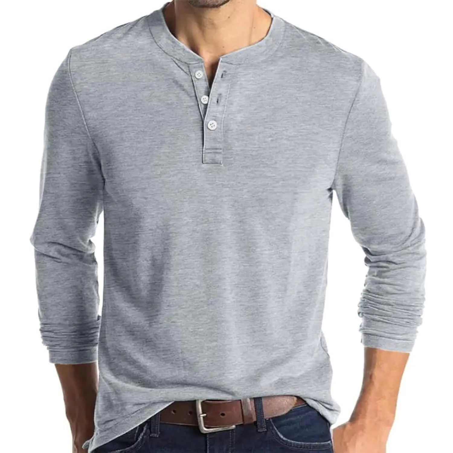 Opomelo Mens Henley Shirts Long Sleeve Casual Lightweight Pullover Shirts Fashion Slim Fit Button T-Shirts