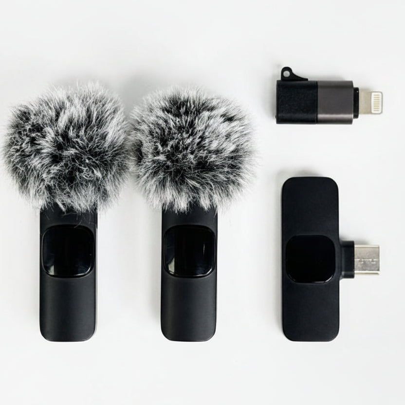 2 pcs Wireless Mini Microphones for iPhone, Android, iPad
