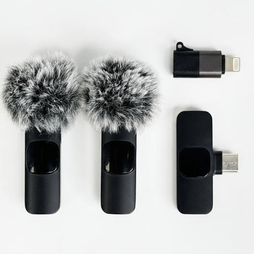 2 pcs Wireless Mini Microphones for iPhone, Android, iPad