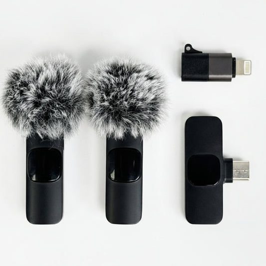 2 pcs Wireless Mini Microphones for iPhone, Android, iPad