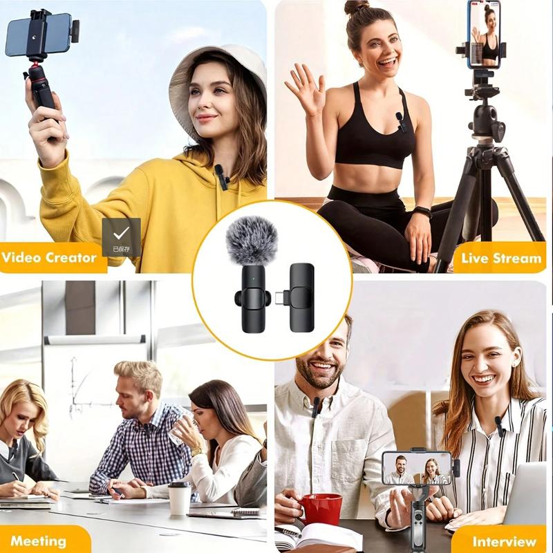 2 pcs Wireless Mini Microphones for iPhone, Android, iPad