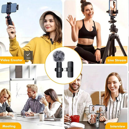 2 pcs Wireless Mini Microphones for iPhone, Android, iPad