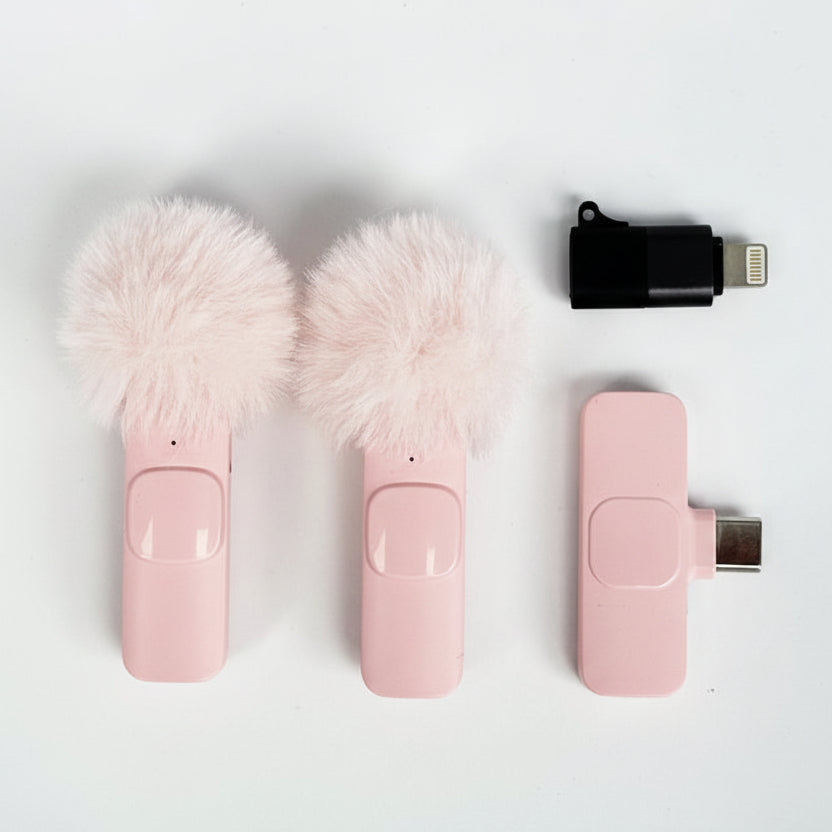 2 pcs Wireless Mini Microphones for iPhone, Android, iPad