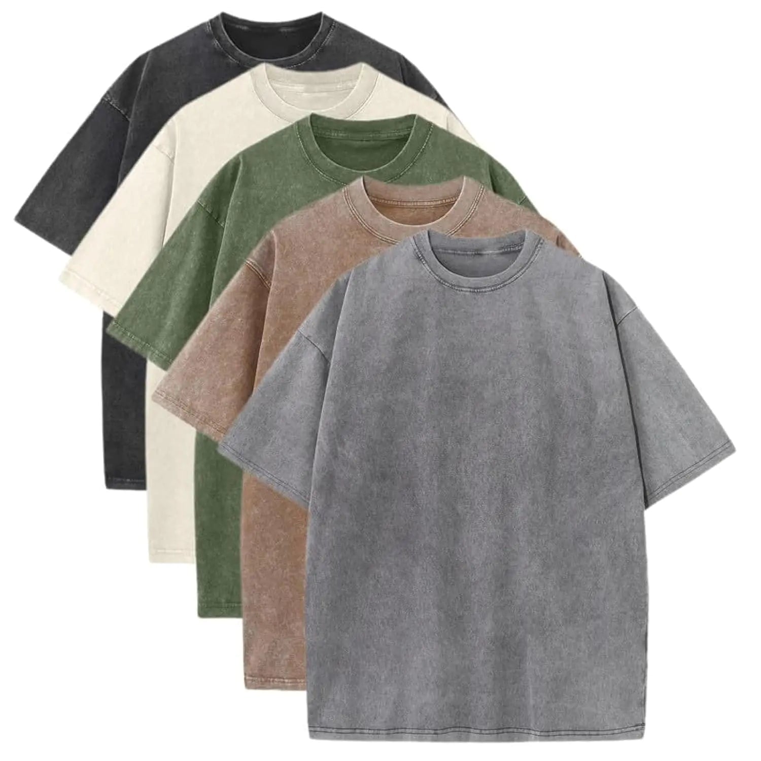 T-Shirts Pack:Unisex Cotton Crew T Shirts Bulk Short Sleeve Heavyweight Vintage Tees Mix Colors Clothes