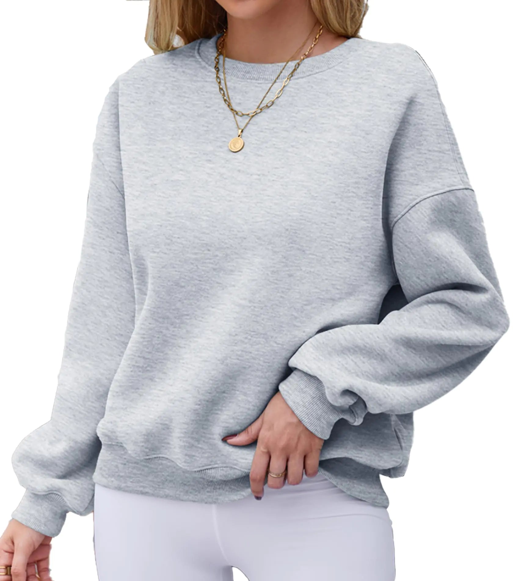 Hount Womens Gray Crewneck Sweatshirt Hoodie Casual Fleece Oversized Fall Pullover Sweater Shirt GrayS